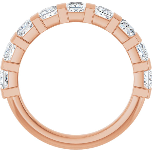 10K Gold Square Lab-Grown Diamond Bar Channel-Set Anniversary Band – 1 1/3–2 3/4 CTW (Style 123675) - Rose Gold - view 2