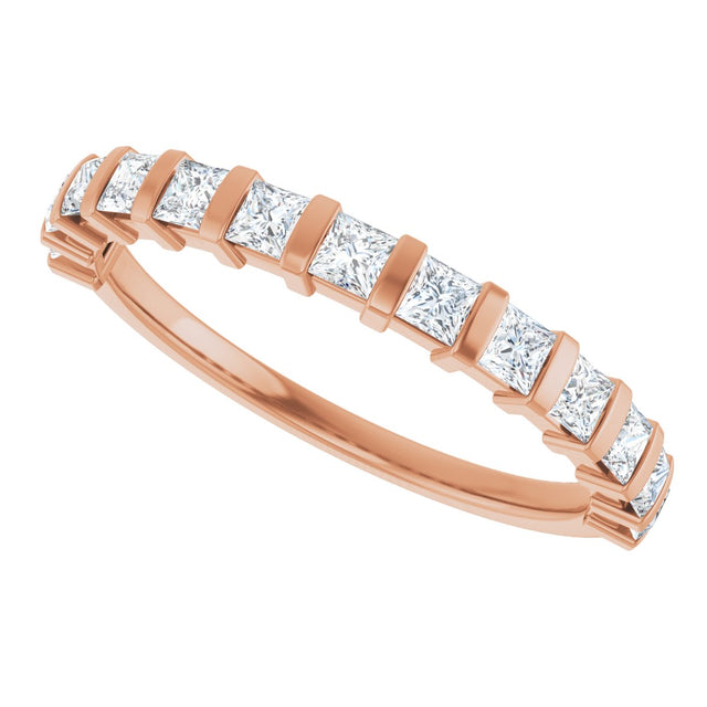 10K Gold Square Lab-Grown Diamond Bar Channel-Set Anniversary Band – 1/3–9/10 CTW - Rose Gold - view 5