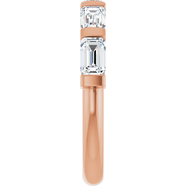 10K Gold Emerald Lab-Grown Diamond Bar Channel-Set Anniversary Band – 1 5/8–2 1/2 CTW (Style 123675) - Rose Gold - view 4