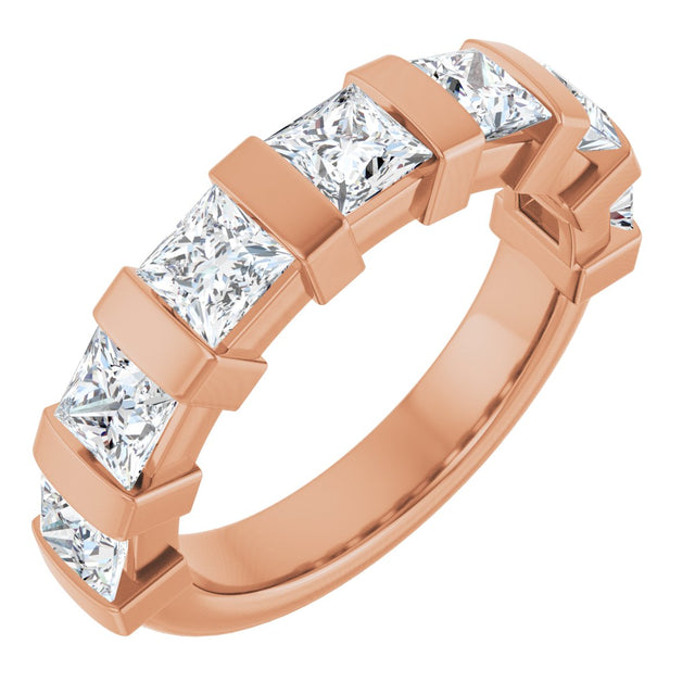 10K Gold Square Lab-Grown Diamond Bar Channel-Set Anniversary Band – 1 1/3–2 3/4 CTW (Style 123675) - Rose Gold