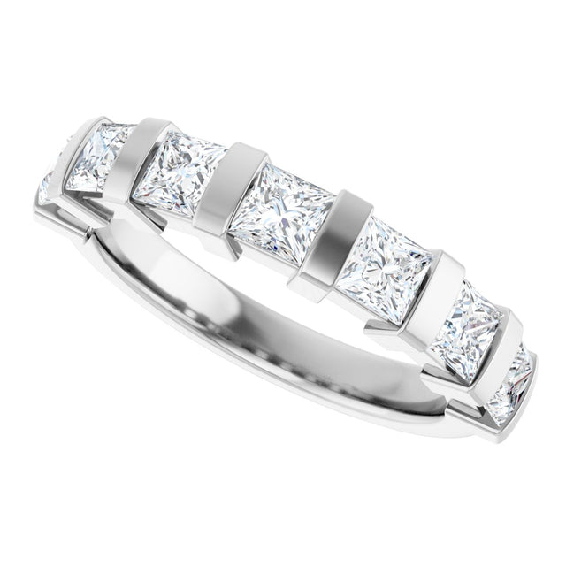 10K Gold Square Lab-Grown Diamond Bar Channel-Set Anniversary Band – 1 1/3–2 3/4 CTW (Style 123675) - White Gold - view 5