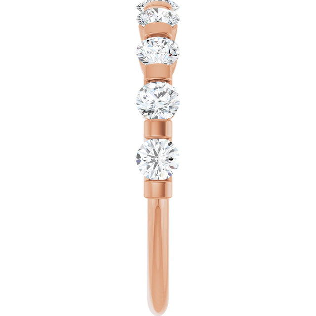 10K Gold Round Lab-Grown Diamond Bar Channel-Set Anniversary Band – 7/8–1 1/3 CTW - Rose Gold - view 4