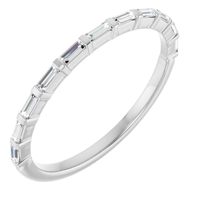 14K Gold Straight Baguette Lab-Grown Diamond Bar Channel-Set Anniversary Band – 1/5–3/4 CTW - White Gold