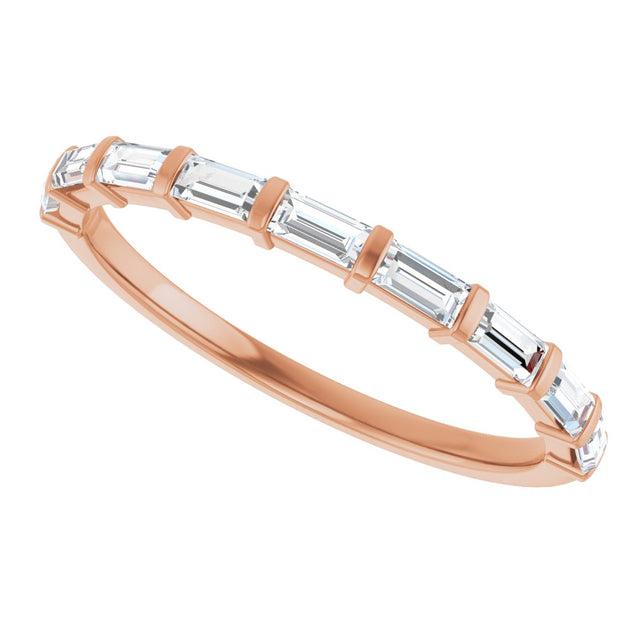 10K Gold Straight Baguette Lab-Grown Diamond Bar Channel-Set Anniversary Band – 1/5–1/2 CTW (Style 123675) - Rose Gold - view 5