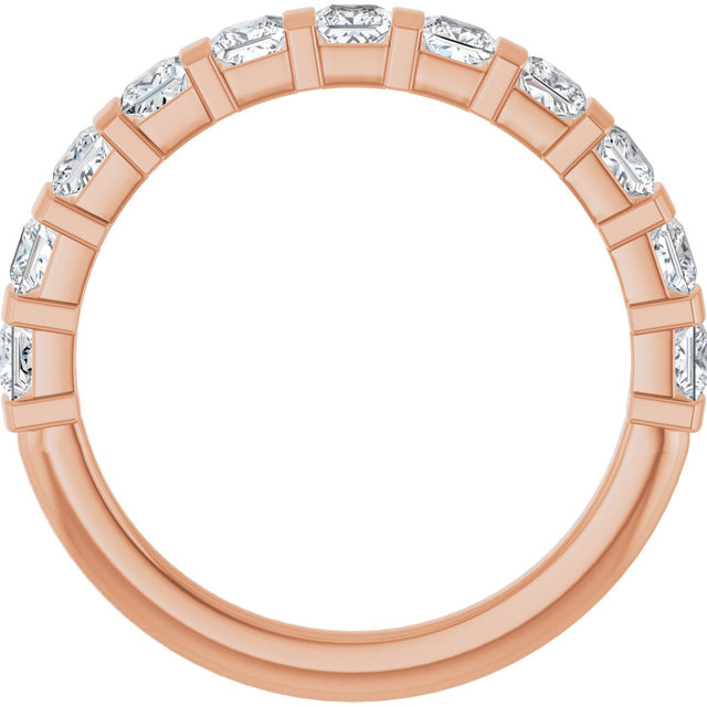 10K Gold Square Lab-Grown Diamond Bar Channel-Set Anniversary Band – 1/3–9/10 CTW - Rose Gold - view 2