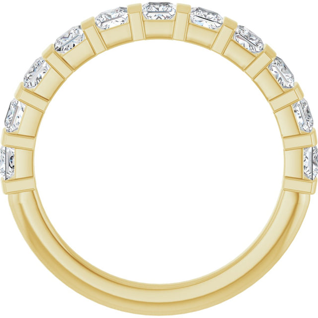 10K Gold Square Natural Diamond Bar Channel-Set Anniversary Band – 3/8–1 1/6 CTW - Yellow Gold - view 2