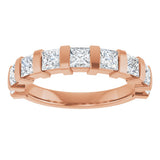 14K Gold Square Lab-Grown Diamond Bar Channel-Set Anniversary Band – 1/3–1 1/2 CTW - Rose Gold - view 3