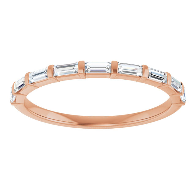 10K Gold Straight Baguette Lab-Grown Diamond Bar Channel-Set Anniversary Band – 1/5–1/2 CTW (Style 123675) - Rose Gold - view 3