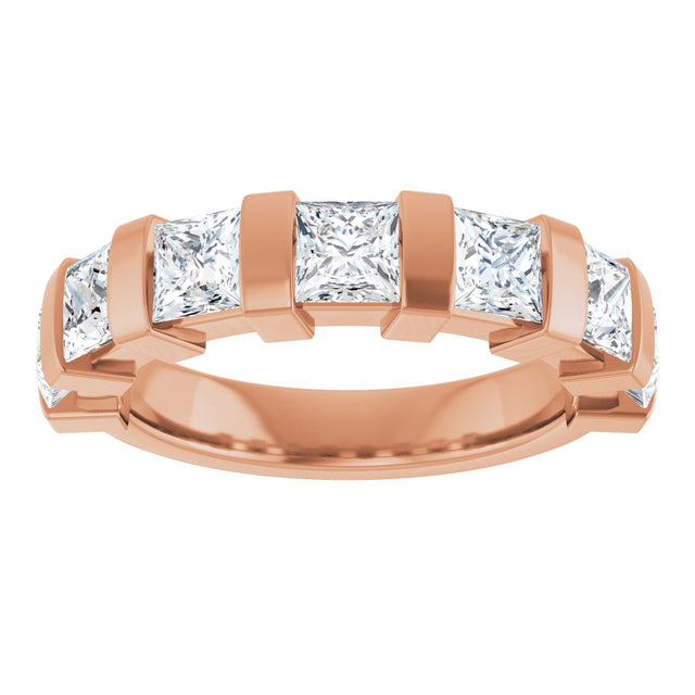 10K Gold Square Natural Diamond Bar Channel-Set Anniversary Band – 1 3/8–2 3/4 CTW (Style 123675) - Rose Gold - view 3