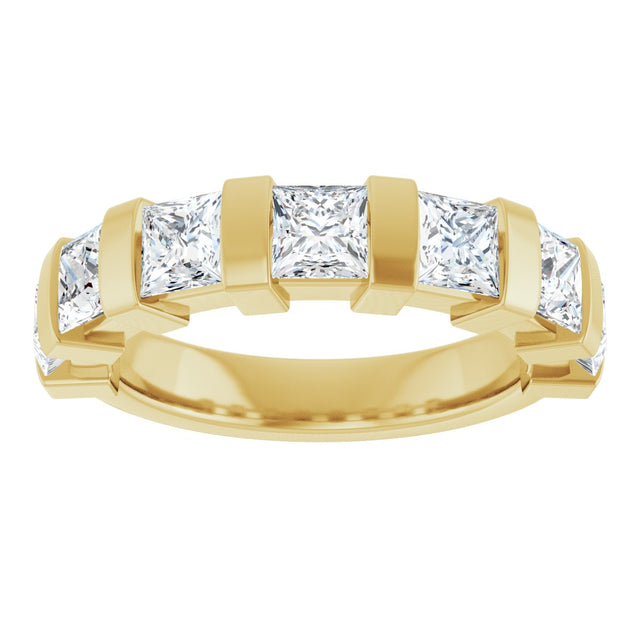 10K Gold Square Natural Diamond Bar Channel-Set Anniversary Band – 1 3/8–2 3/4 CTW (Style 123675) - Yellow Gold - view 3