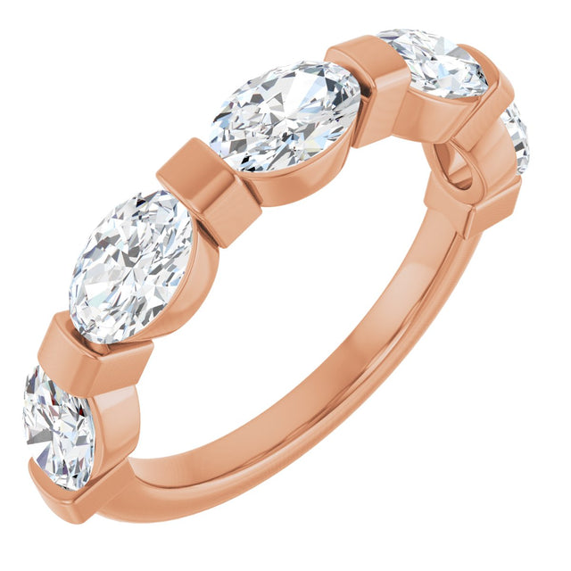 10K Gold Oval Natural Diamond Bar Channel-Set Anniversary Band – 1 1/3–1 7/8 CTW (Style 123675) - Rose Gold