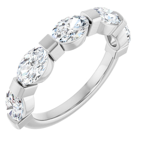 10K Gold Oval Lab-Grown Diamond Bar Channel-Set Anniversary Band – 9/10–2 CTW (Style 123675) - White Gold