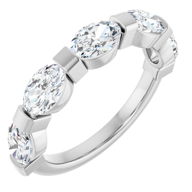 10K Gold Oval Lab-Grown Diamond Bar Channel-Set Anniversary Band – 9/10–2 CTW (Style 123675) - White Gold
