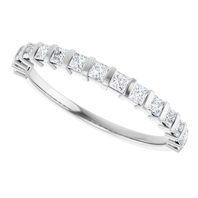 10K Gold Square Natural Diamond Bar Channel-Set Anniversary Band – 3/8–1 1/6 CTW - White Gold - view 5