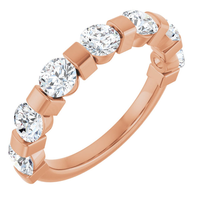 10K Gold Round Lab-Grown Diamond Bar Channel-Set Anniversary Band – 1 5/8 CTW (Style 123675) - Rose Gold