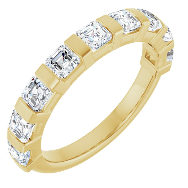 14K Gold Asscher Lab-Grown Diamond Bar Channel-Set Anniversary Band – 5/8–1 3/8 CTW - Yellow Gold