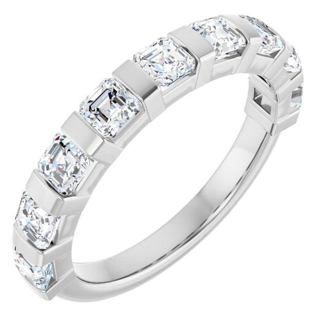 14K Gold Asscher Lab-Grown Diamond Bar Channel-Set Anniversary Band – 5/8–1 3/8 CTW - White Gold