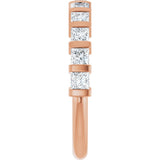 10K Gold Square Natural Diamond Bar Channel-Set Anniversary Band – 3/8–1 1/6 CTW - Rose Gold - view 4
