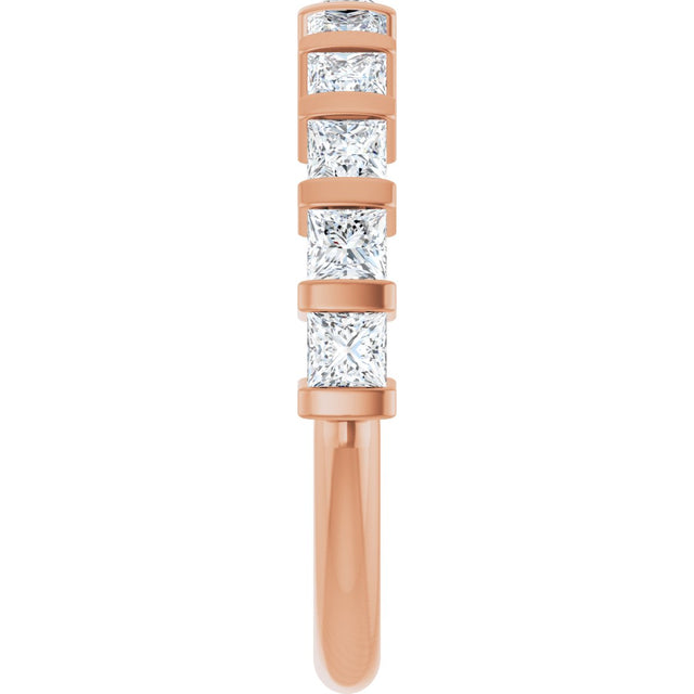 10K Gold Square Natural Diamond Bar Channel-Set Anniversary Band – 3/8–1 1/6 CTW - Rose Gold - view 4
