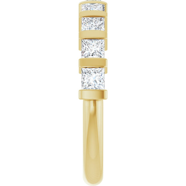 10K Gold Square Lab-Grown Diamond Bar Channel-Set Anniversary Band – 1/3–9/10 CTW - Yellow Gold - view 4