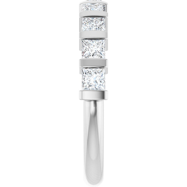 10K Gold Square Natural Diamond Bar Channel-Set Anniversary Band – 3/8–1 1/6 CTW - White Gold - view 4