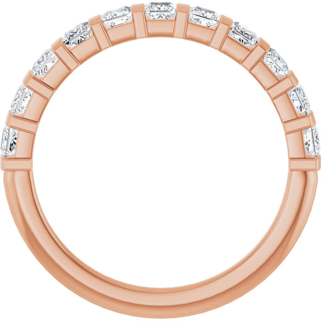10K Gold Square Natural Diamond Bar Channel-Set Anniversary Band – 3/8–1 1/6 CTW - Rose Gold - view 2