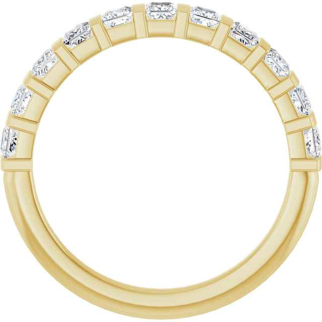 10K Gold Square Natural Diamond Bar Channel-Set Anniversary Band – 3/8–1 1/6 CTW - Yellow Gold - view 2