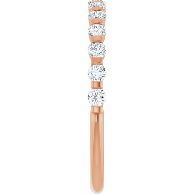 14K Gold Round Lab-Grown Diamond Bar Channel-Set Anniversary Band – 1/4–3/4 CTW - Rose Gold - view 4