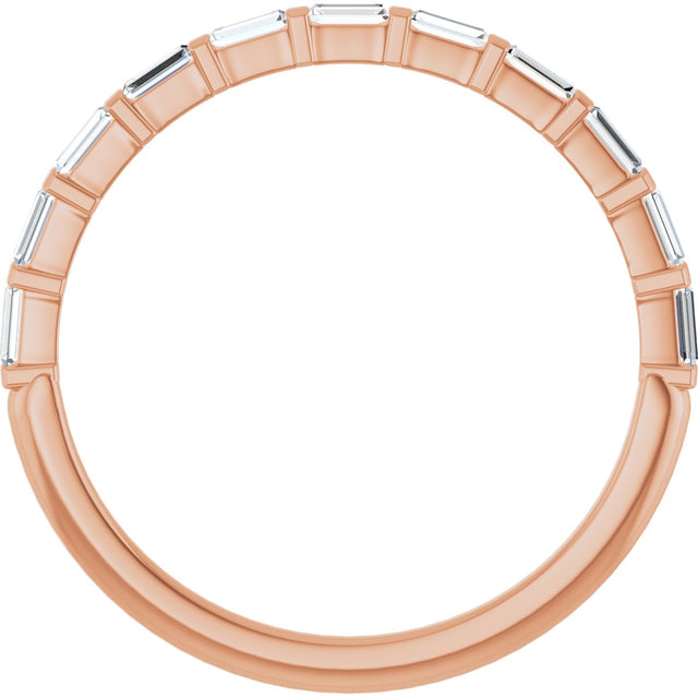 10K Gold Straight Baguette Lab-Grown Diamond Bar Channel-Set Anniversary Band – 1/5–1/2 CTW (Style 123675) - Rose Gold - view 2