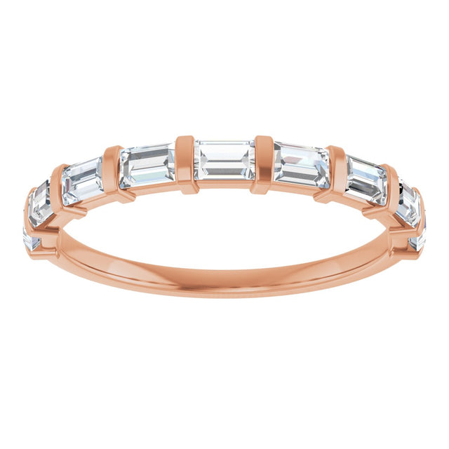 10K Gold Straight Baguette Lab-Grown Diamond Bar Channel-Set Anniversary Band – 3/4–9/10 CTW (Style 123675) - Rose Gold - view 3