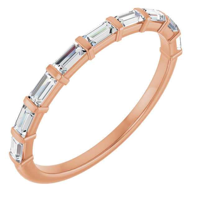 14K Gold Straight Baguette Natural Diamond Bar Channel-Set Anniversary Band – 1/5–3/4 CTW - Rose Gold
