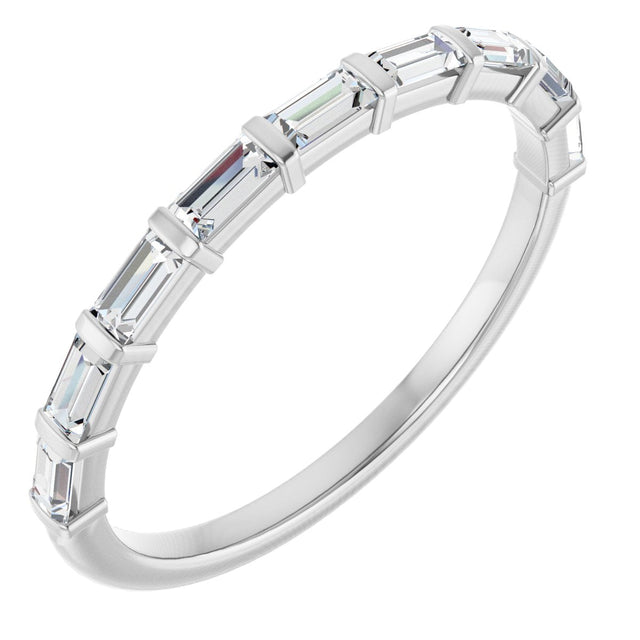 10K Gold Straight Baguette Natural Diamond Bar Channel-Set Anniversary Band – 1/5–5/8 CTW (Style 123675) - White Gold