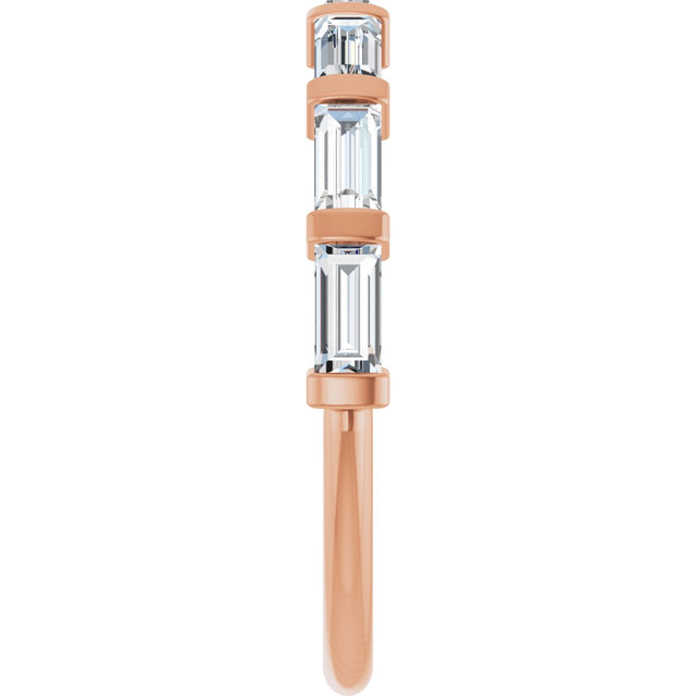 10K Gold Straight Baguette Natural Diamond Bar Channel-Set Anniversary Band – 3/4–1 CTW (Style 123675) - Rose Gold - view 4