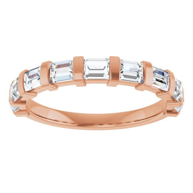 10K Gold Straight Baguette Natural Diamond Bar Channel-Set Anniversary Band – 3/4–1 CTW (Style 123675) - Rose Gold - view 3