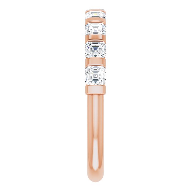 14K Gold Asscher Natural Diamond Bar Channel-Set Anniversary Band – 5/8–1 3/8 CTW (Style 123675) - Rose Gold - view 4