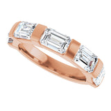 10K Gold Emerald Lab-Grown Diamond Bar Channel-Set Anniversary Band – 1 5/8–2 1/2 CTW (Style 123675) - Rose Gold - view 5