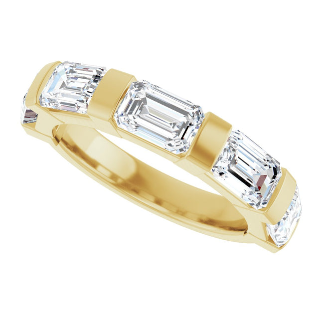 10K Gold Emerald Natural Diamond Bar Channel-Set Anniversary Band – 1 3/4–3 1/4 CTW (Style 123675) - Yellow Gold - view 5