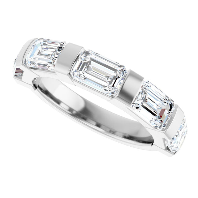 10K Gold Emerald Natural Diamond Bar Channel-Set Anniversary Band – 1 3/4–3 1/4 CTW (Style 123675) - White Gold - view 5