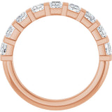 10K Gold Square Natural Diamond Bar Channel-Set Anniversary Band – 3/8–1 1/6 CTW - Rose Gold - view 2