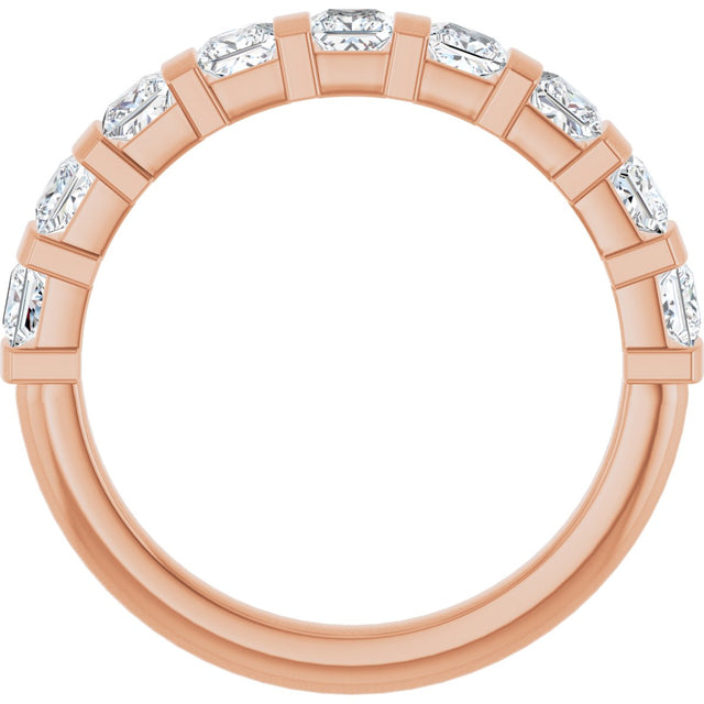 10K Gold Square Natural Diamond Bar Channel-Set Anniversary Band – 3/8–1 1/6 CTW - Rose Gold - view 2