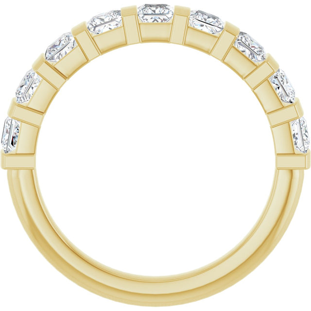 10K Gold Square Natural Diamond Bar Channel-Set Anniversary Band – 3/8–1 1/6 CTW - Yellow Gold - view 2