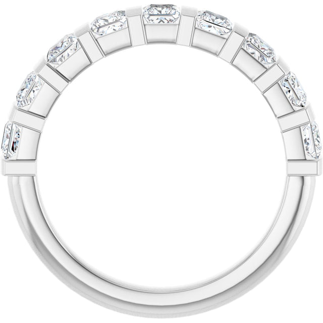 10K Gold Square Natural Diamond Bar Channel-Set Anniversary Band – 3/8–1 1/6 CTW - White Gold - view 2