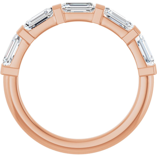 10K Gold Emerald Lab-Grown Diamond Bar Channel-Set Anniversary Band – 1 5/8–2 1/2 CTW (Style 123675) - Rose Gold - view 2