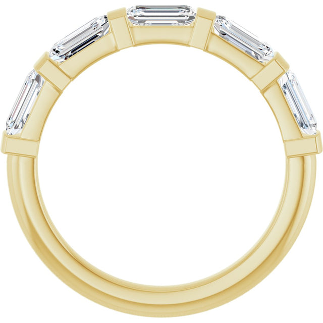 10K Gold Emerald Lab-Grown Diamond Bar Channel-Set Anniversary Band – 1 5/8–2 1/2 CTW (Style 123675) - Yellow Gold - view 2