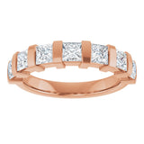10K Gold Square Natural Diamond Bar Channel-Set Anniversary Band – 1 3/8–2 3/4 CTW (Style 123675) - Rose Gold - view 3