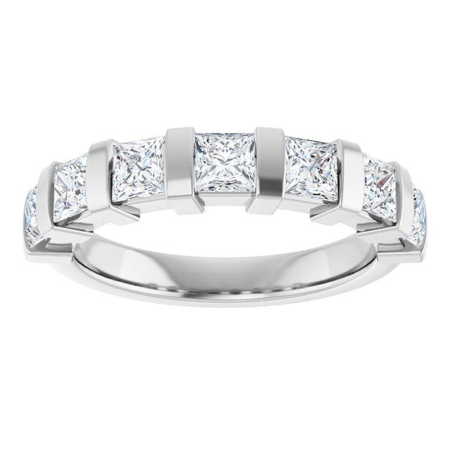 10K Gold Square Lab-Grown Diamond Bar Channel-Set Anniversary Band – 1 1/3–2 3/4 CTW (Style 123675) - White Gold - view 3