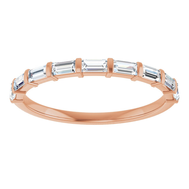 10K Gold Straight Baguette Lab-Grown Diamond Bar Channel-Set Anniversary Band – 1/5–1/2 CTW (Style 123675) - Rose Gold - view 3