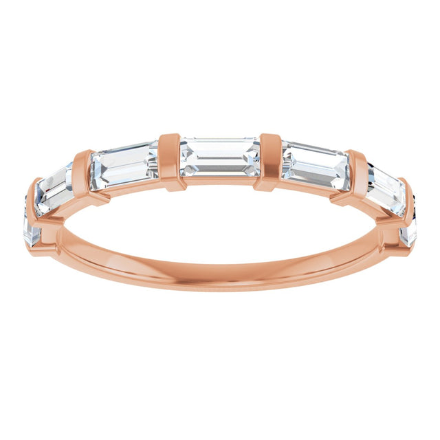 14K Gold Straight Baguette Lab-Grown Diamond Bar Channel-Set Anniversary Band – 1/5–3/4 CTW - Rose Gold - view 3