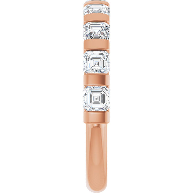 14K Gold Asscher Natural Diamond Bar Channel-Set Anniversary Band – 5/8–1 3/8 CTW (Style 123675) - Rose Gold - view 4