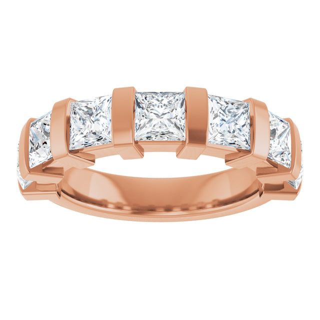 10K Gold Square Natural Diamond Bar Channel-Set Anniversary Band – 1 3/8–2 3/4 CTW (Style 123675) - Rose Gold - view 3